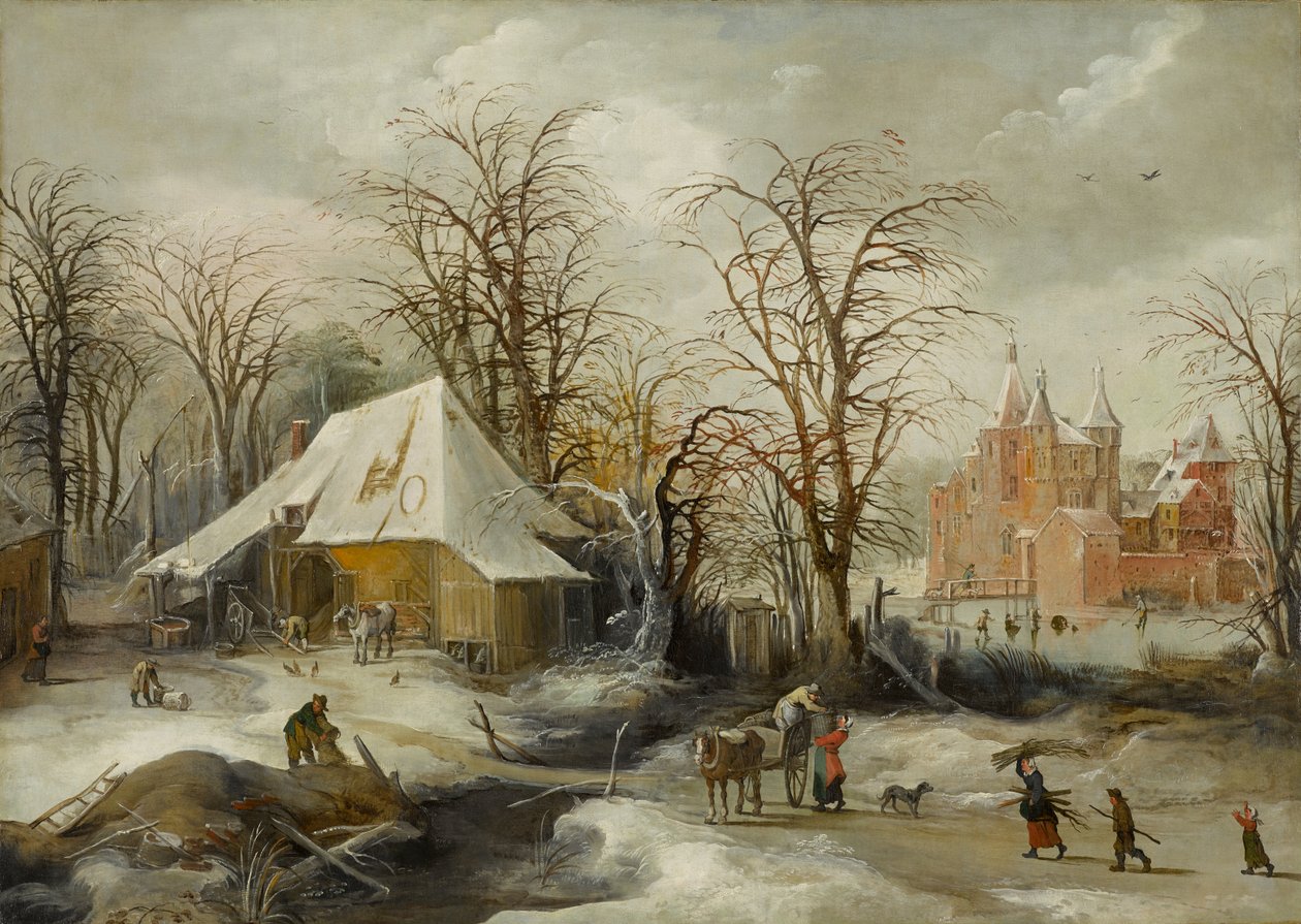 Winterlandschap, circa 1625-1630 door Joos or Josse de The Younger Momper