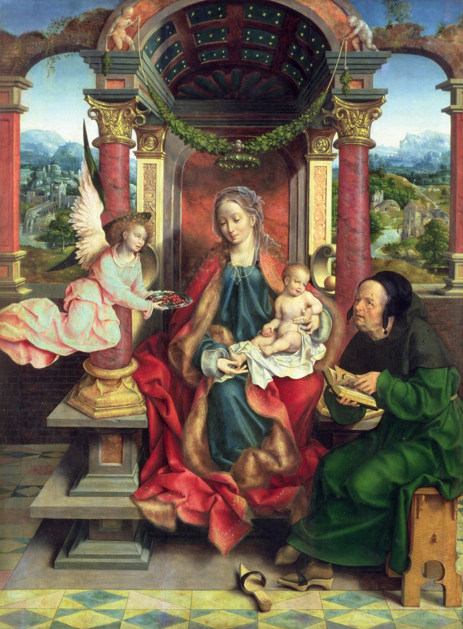 De Heilige Familie, middenpaneel van een drieluik door Joos van Cleve