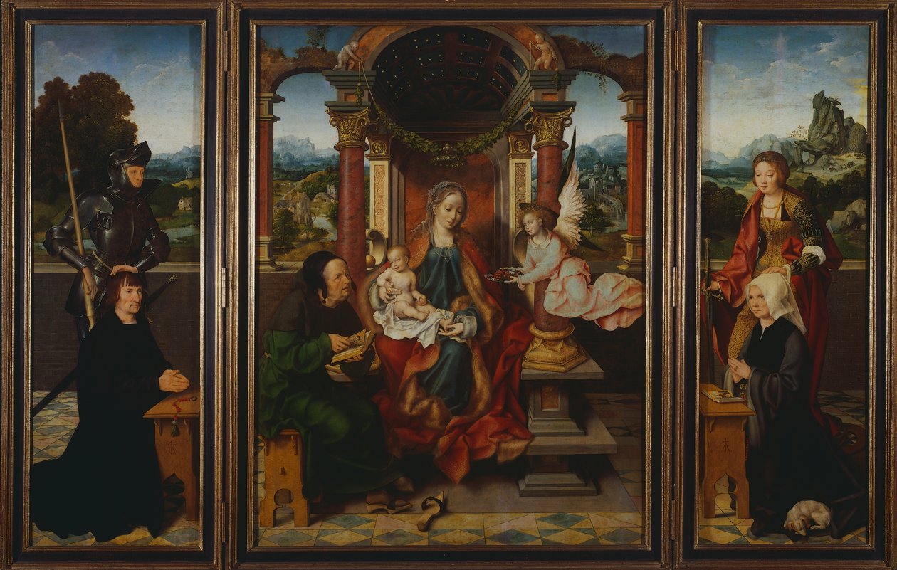 De Heilige Familie, ca. 1530, triptiek door Joos van Cleve