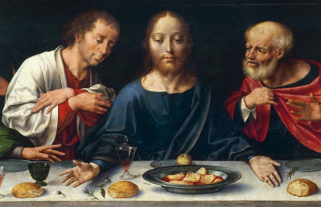 Het Laatste Avondmaal, Christus tussen Johannes en Petrus door Joos van Cleve