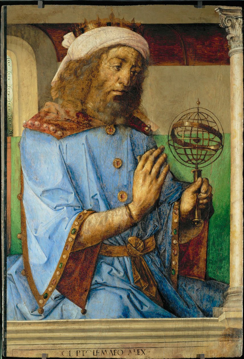 Claudius Ptolemaeus, Grieks astronoom en geograaf ... door Joos van Gent (fl.1460 75)