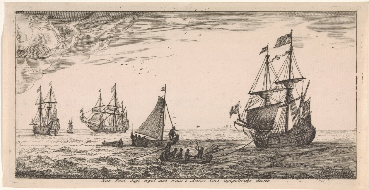 Schepen op zee door Joost van Geel