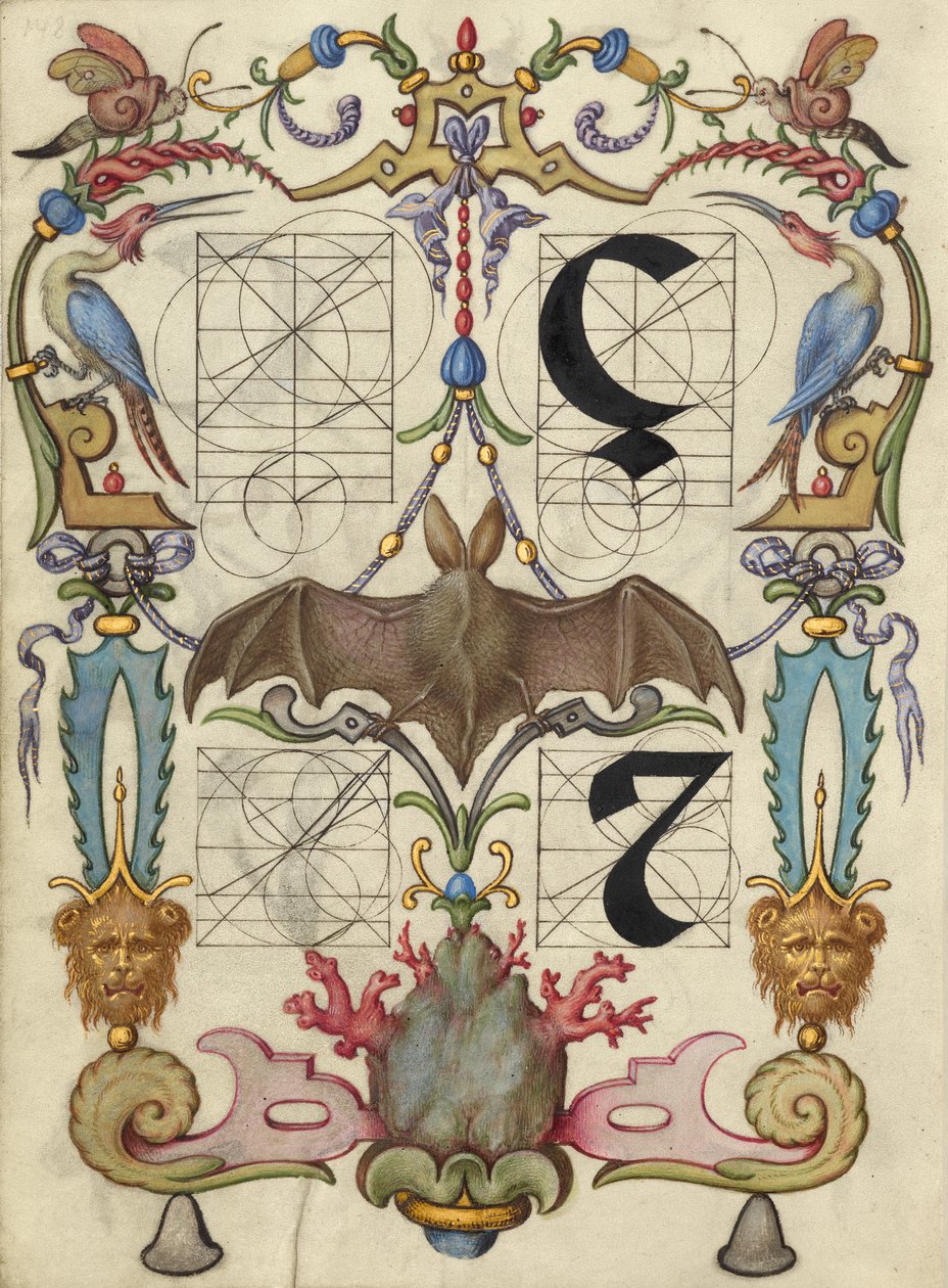 Handleiding voor het construeren van de letters ç en tironian et door Joris Hoefnagel
