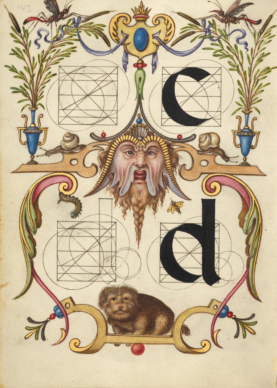 Handleiding voor het construeren van de letters c en d door Joris Hoefnagel