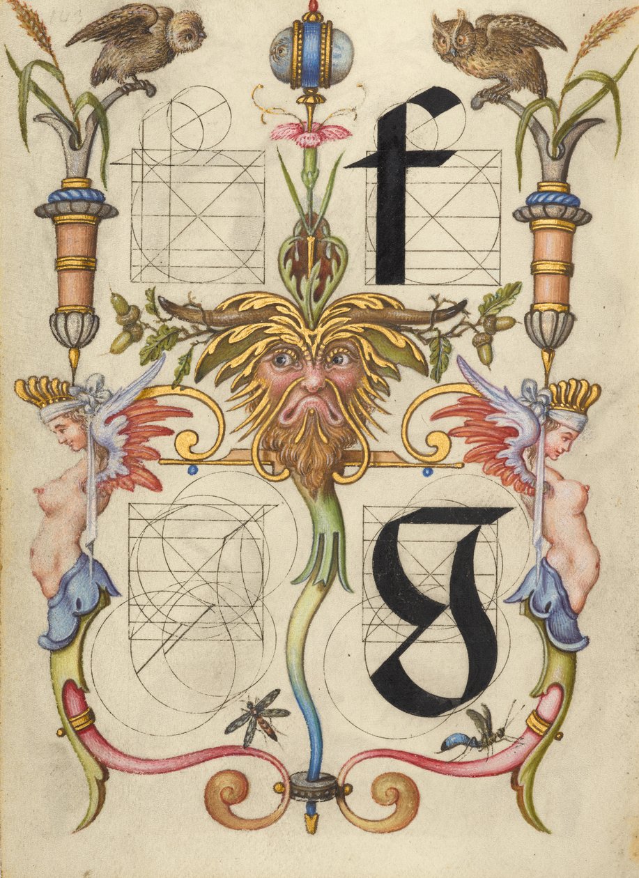 Handleiding voor het construeren van de letters f en g door Joris Hoefnagel
