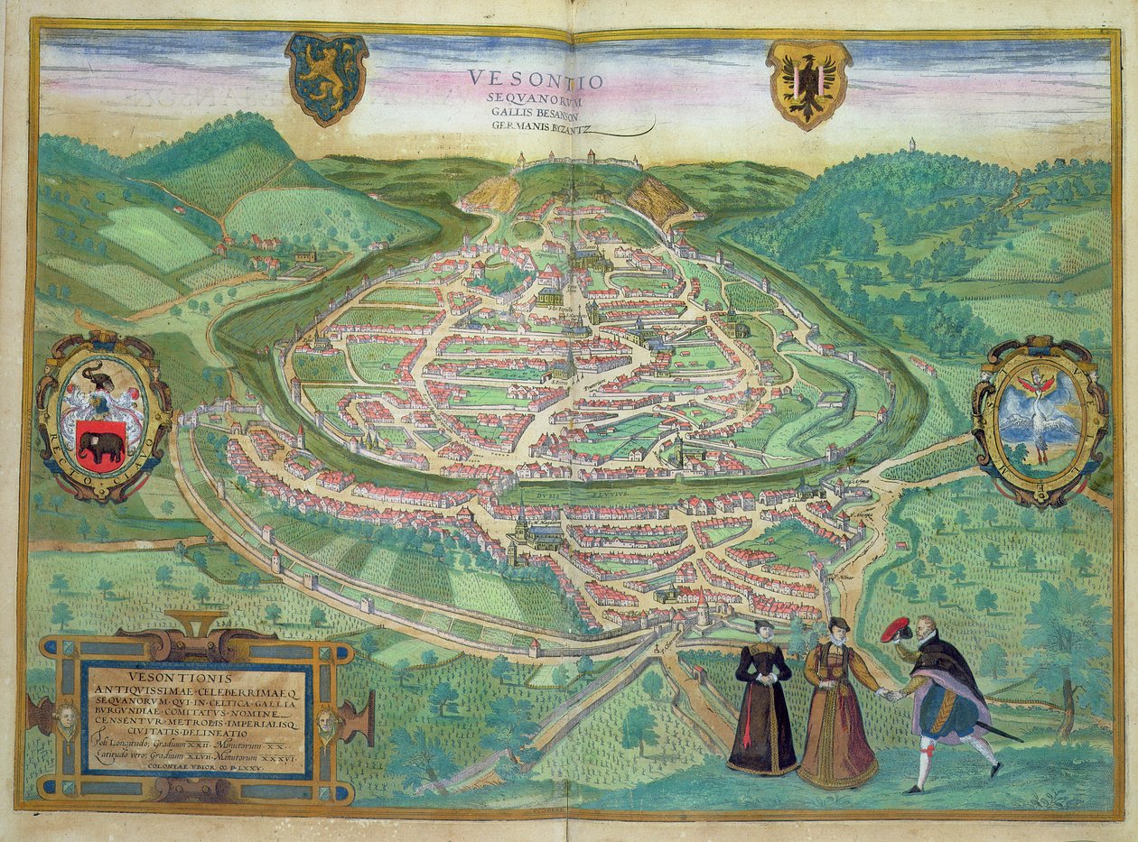 Kaart van Besançon, uit 