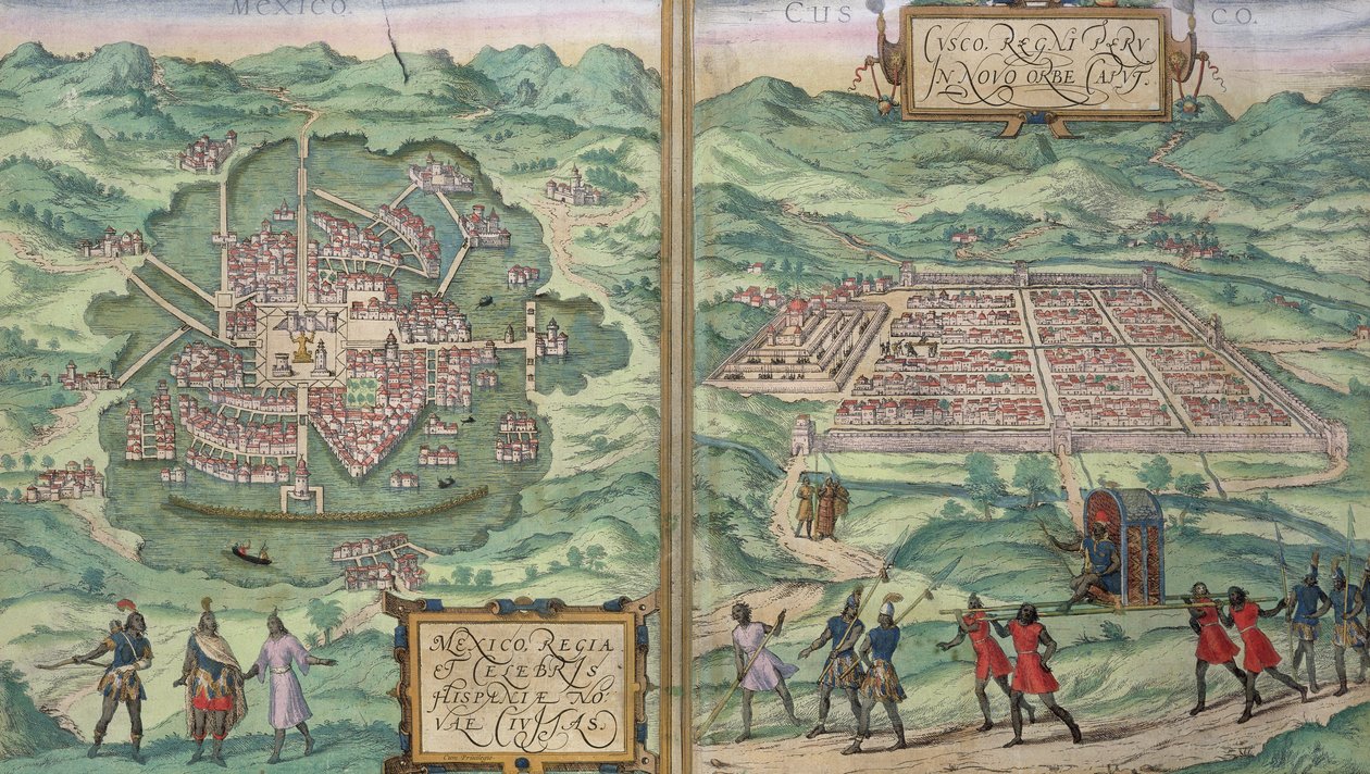 Kaart van Mexico en Cuzco, uit 