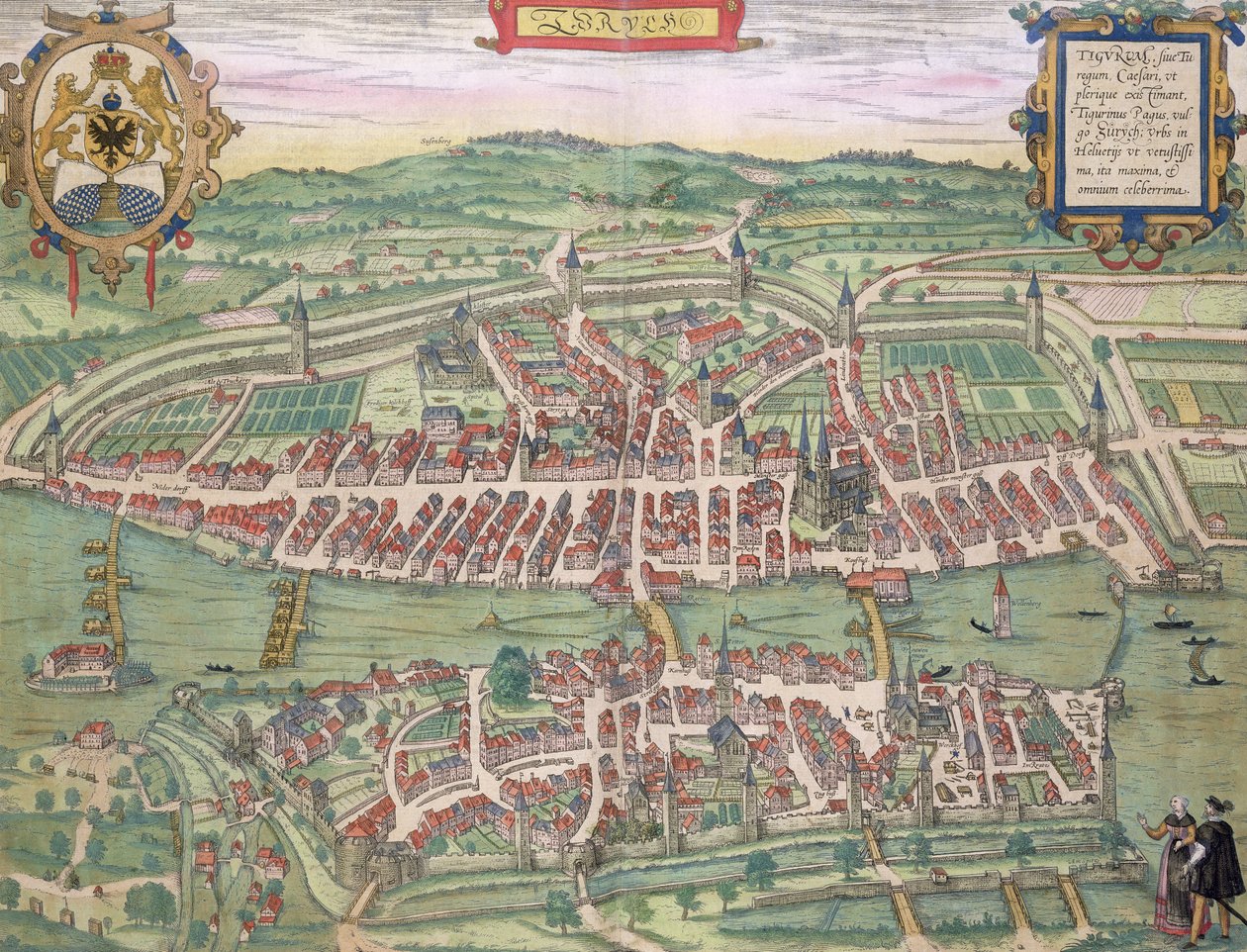 Kaart van Zürich, uit 