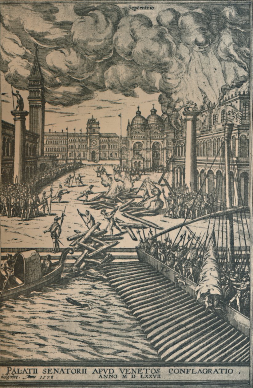 De brand van het Dogepaleis, 1578, 1925 door Joris Hoefnagel