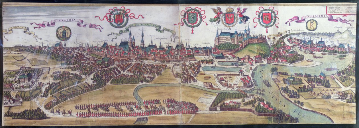 Uitzicht op Krakau vanuit het noordwesten, uit 