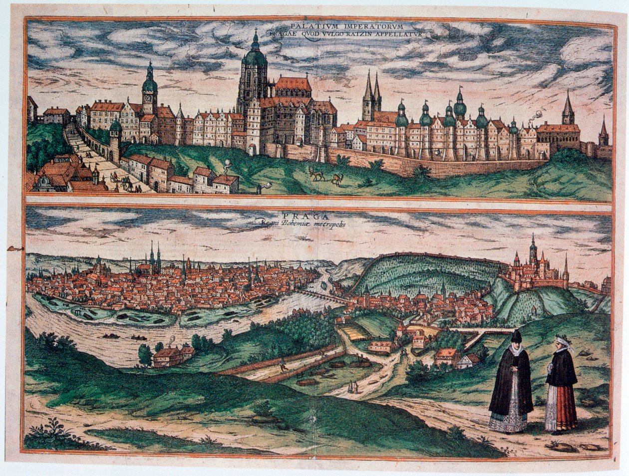 Uitzicht op Praag, ca. 1572 door Joris Hoefnagel