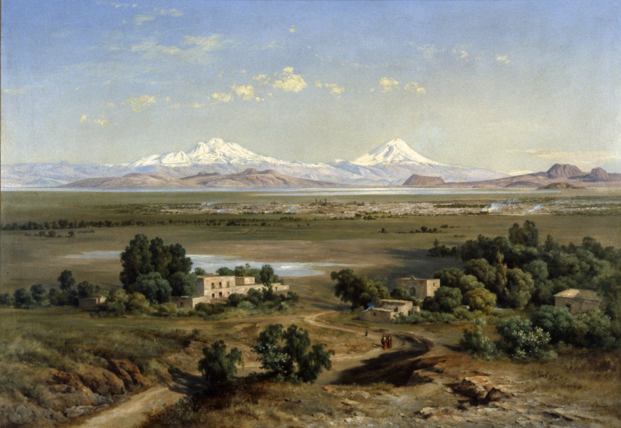 Uitzicht op Mexico in 1905 vanaf de heuvel van Guadalupe, 1905 door José Marí Velasco