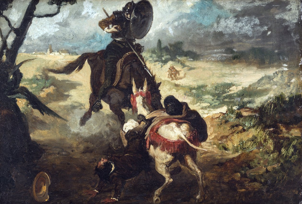 Scène uit Don Quichot van Cervantes door José Jiménez Aranda