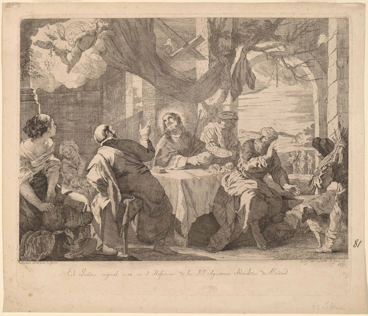 Het avondmaal in Emmaüs door José del Castillo, after Mateo Cerezo the younger
