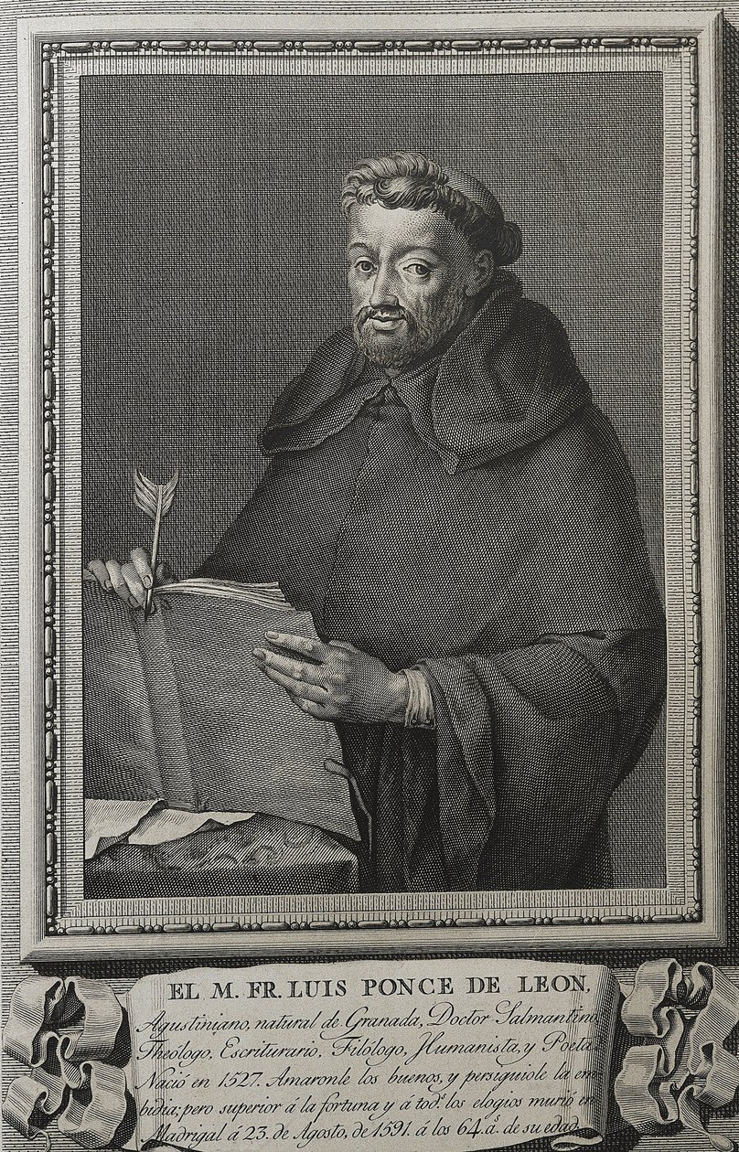 Portret van Fray Luis de Leon. 1791. LEON, Fray Luis de (1528-1591). Spaanse dichter, prozaschrijver, theoloog en Augustijns filosoof. Gravure. SPANJE. CASTILIË EN LEON. Salamanca. Bibliotheek van de Universiteit van Salamanca door Jose (after) Maea