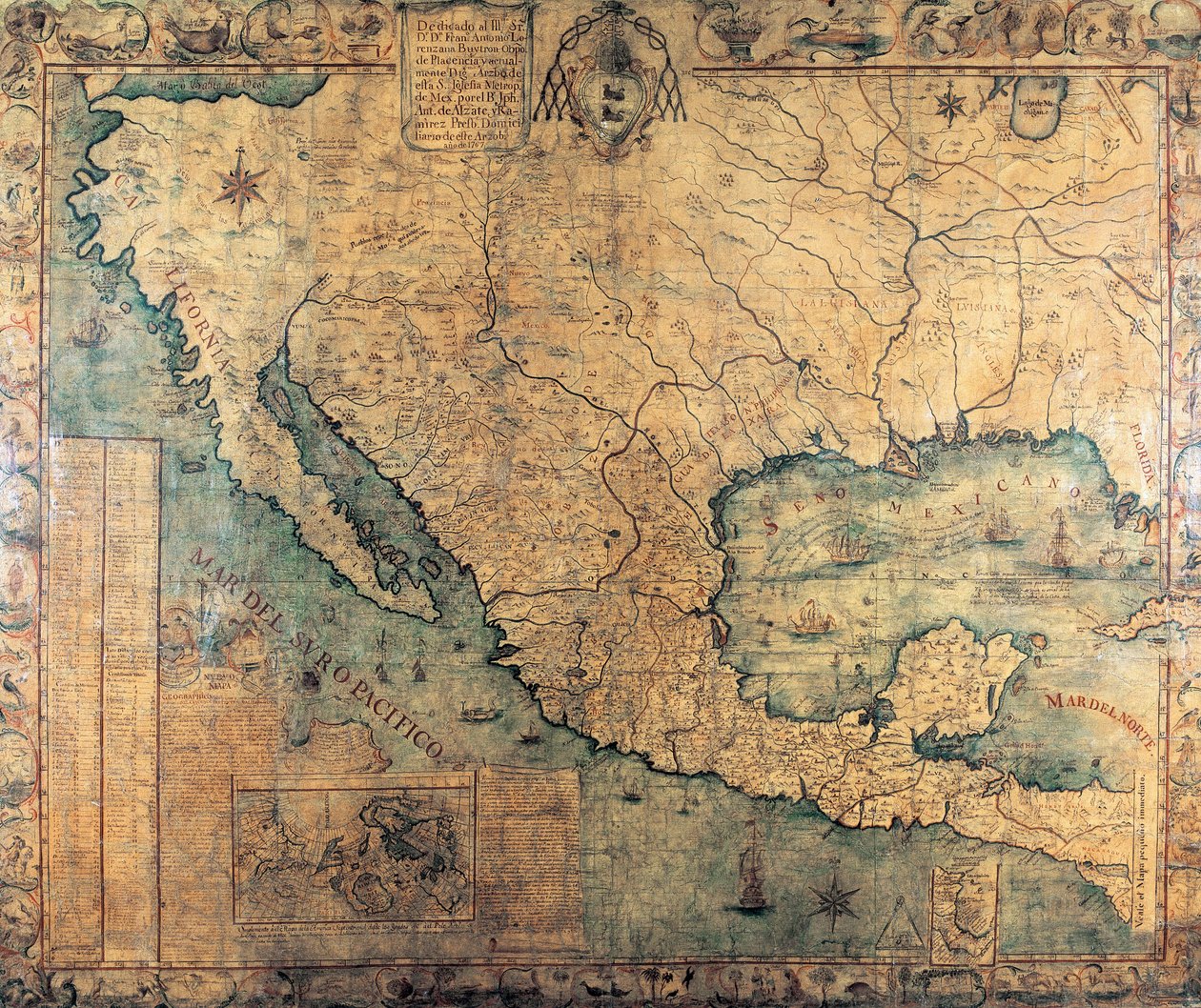 Kaart van Nieuw-Spanje (Noord-Amerika) door Jose Antonio Alzate