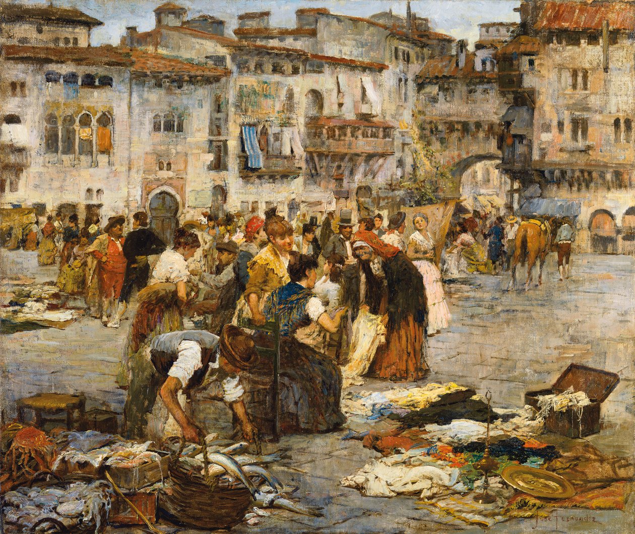 Een markt in Granada door Jose Fernandez Alvarado