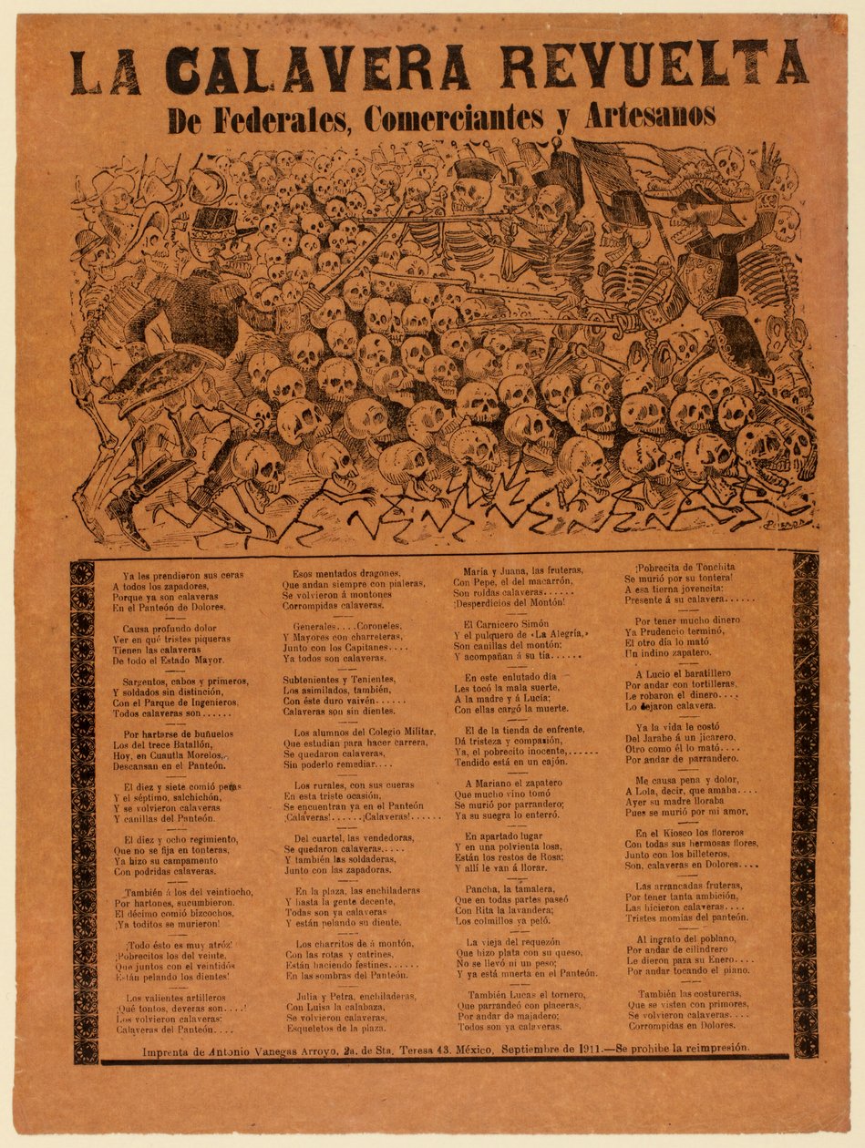 Der rebellische Calavera der Bundesarmee, Kaufleute und Handwerker door José Guadalupe Posada