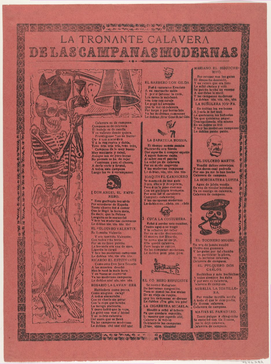 Das donnernde Skelett der modernen Glocken door José Guadalupe Posada