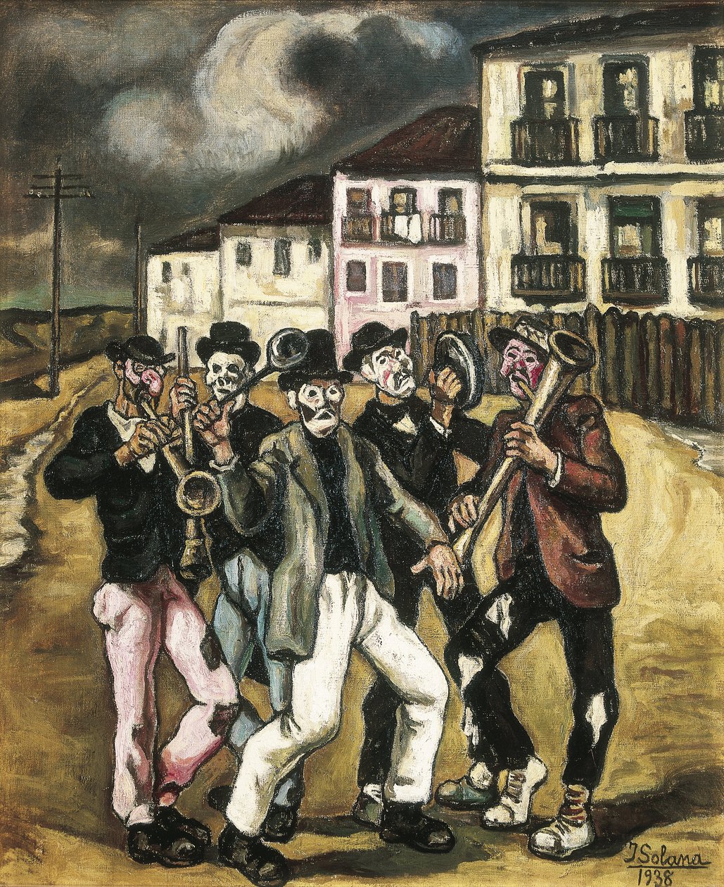 GUTIERREZ SOLANA, Jose (1886-1945). Mascaras vinateras (wijnhandelarenmasker). 1944-1945. Privécollectie door Jose Gutierrez Solana