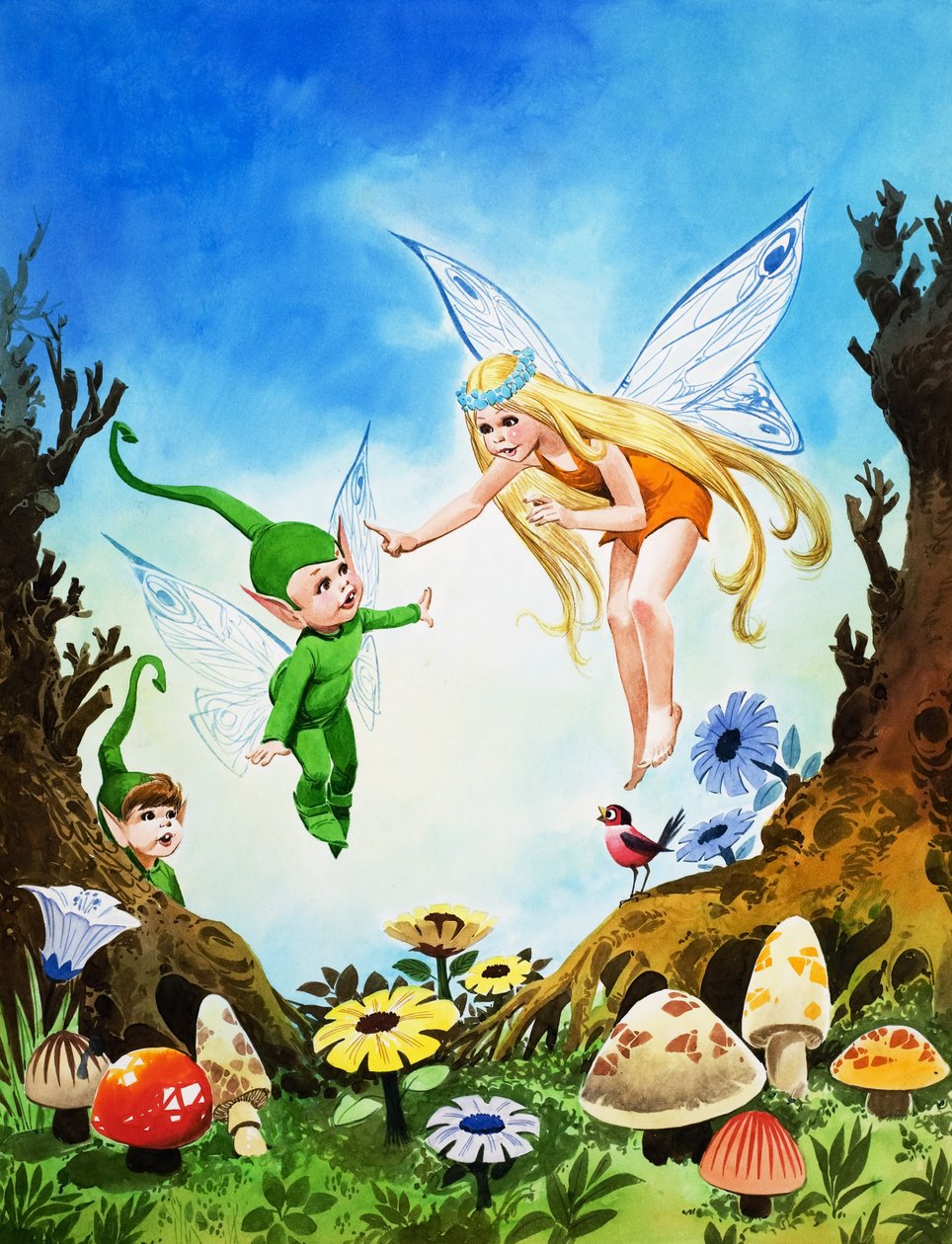 De regenboogpixie (gouache op papier) door Jose Ortiz