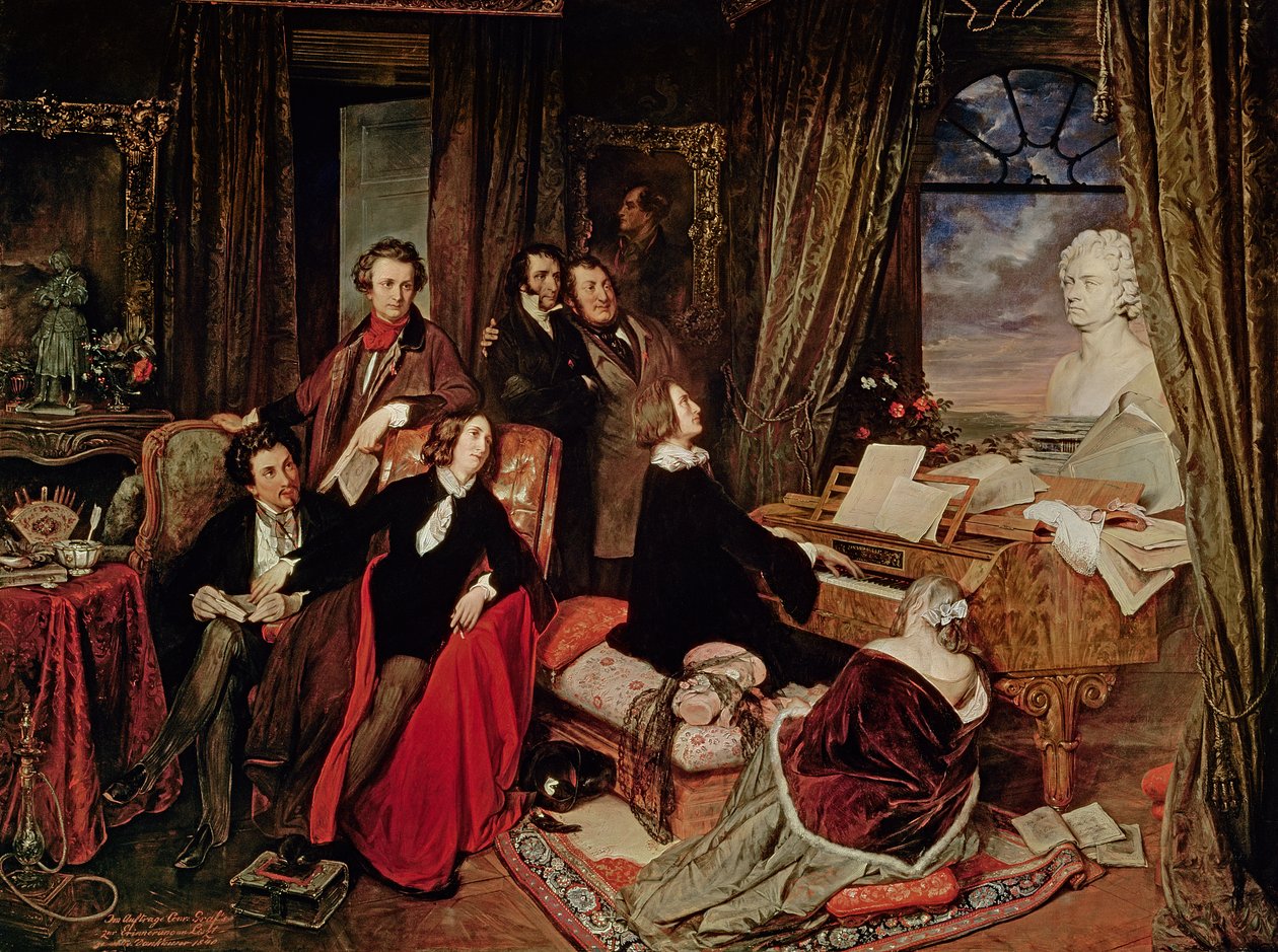 Liszt aan de piano, 1840 door Josef Danhauser