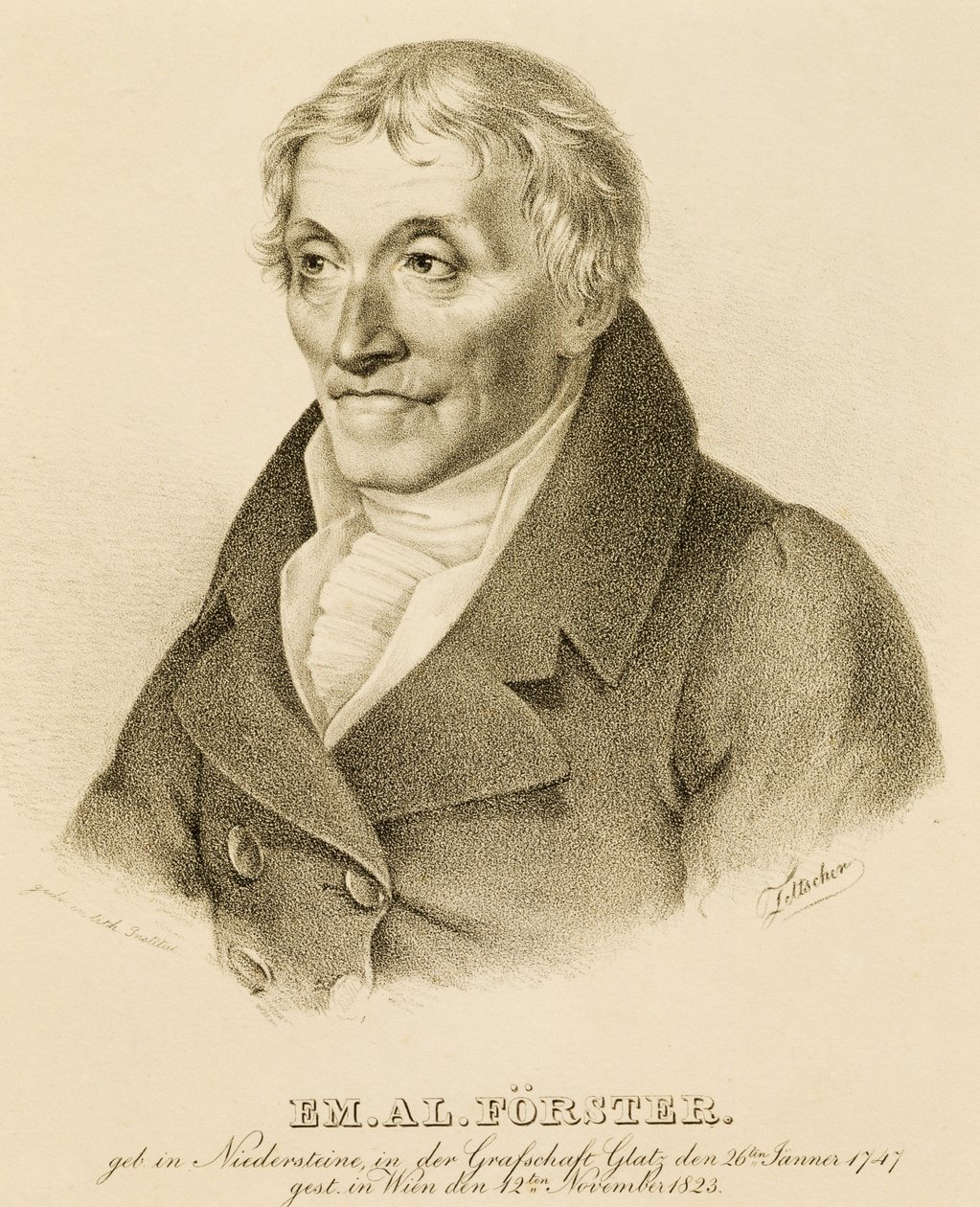 Portret van Emanuel-Aloys Forster (1748-1823), componist en leraar contrapunt door Josef Eduard Teltscher