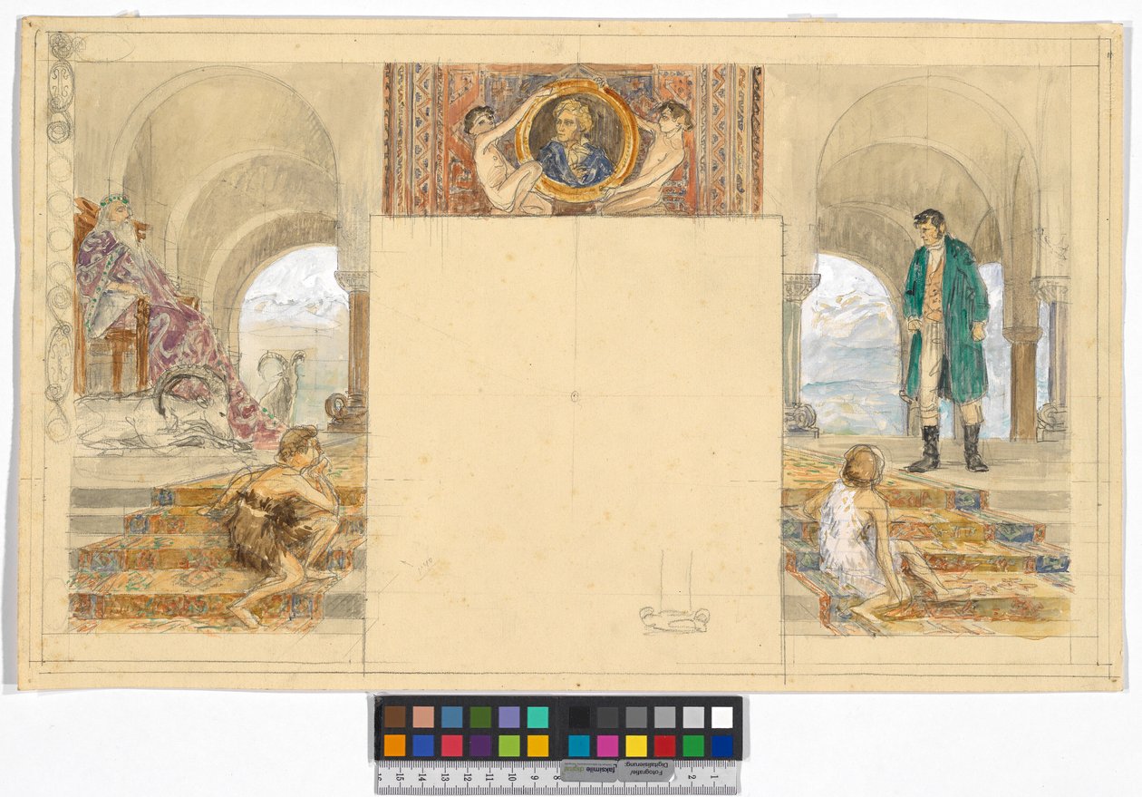 Koning van de Alpen en mensenhater (ontwerp voor de Ferdinand Raimund-cyclus "Koning van de Alpen en mensenhater" in Slot Kogl, Attergau) door Josef Engelhart