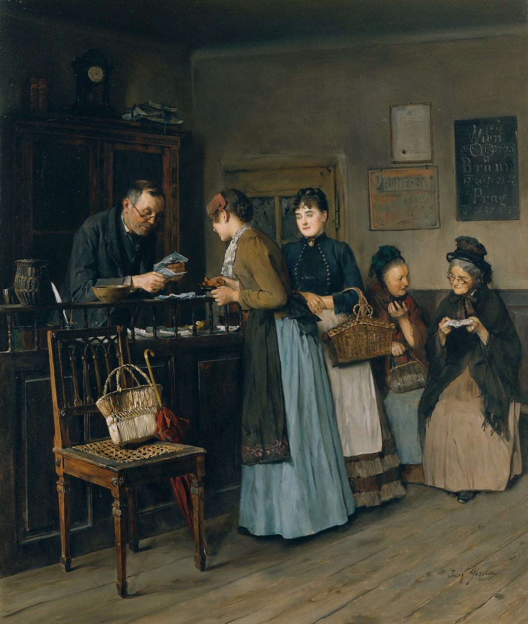 Loterijzussen, ca.1888 (olieverf op paneel) door Josef Gisela