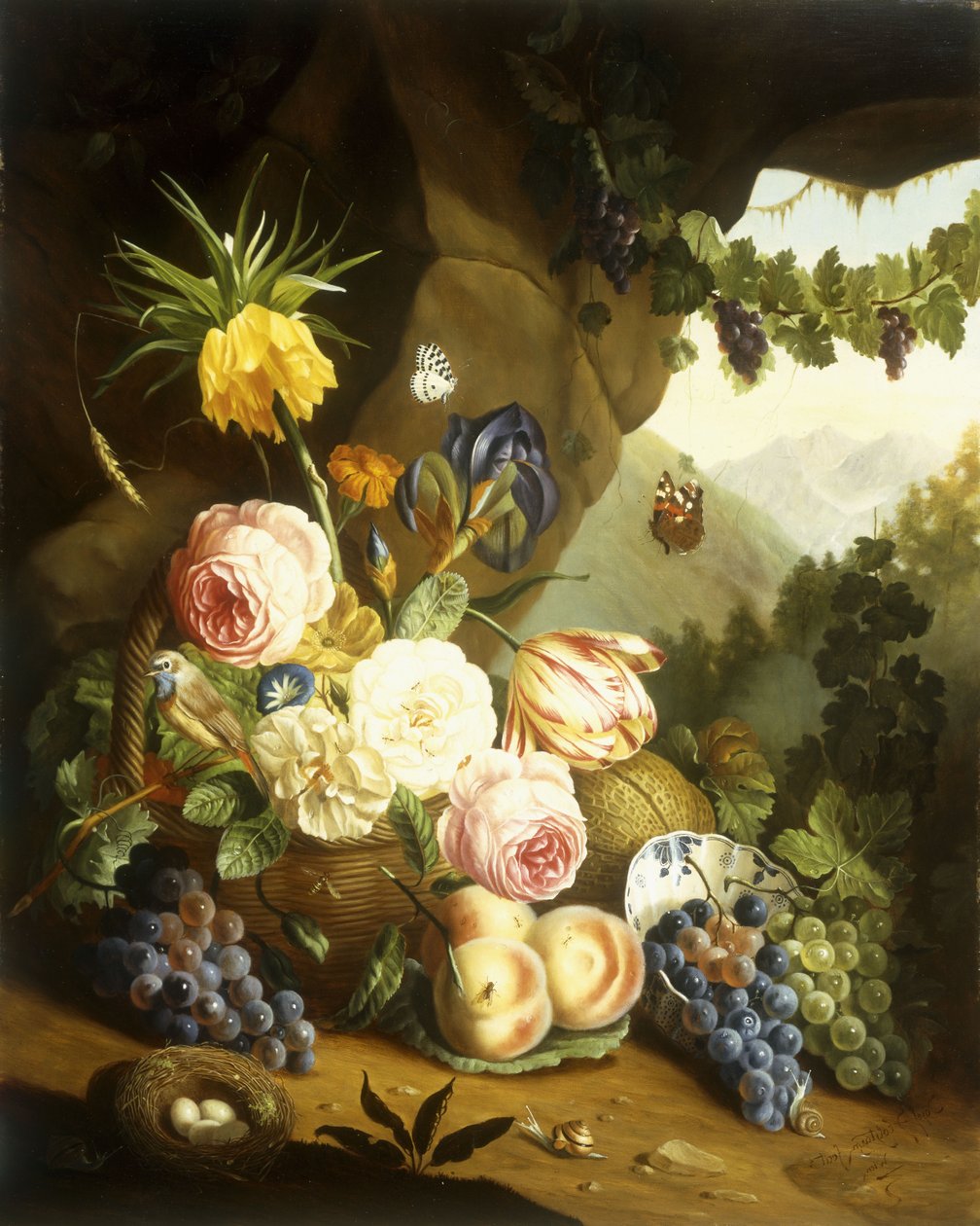 Stilleven met diverse bloemen door Josef Holstayn