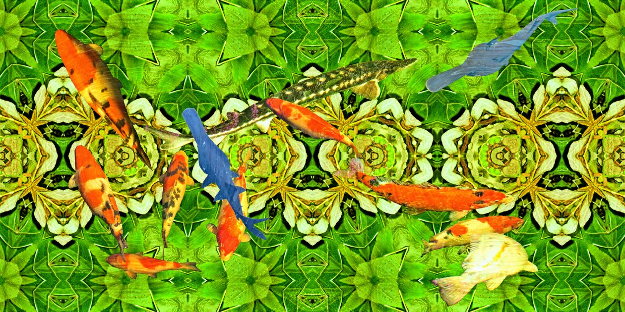 Wezens: Koi-karpers onder water tuin 3 door Josef Johann Michel