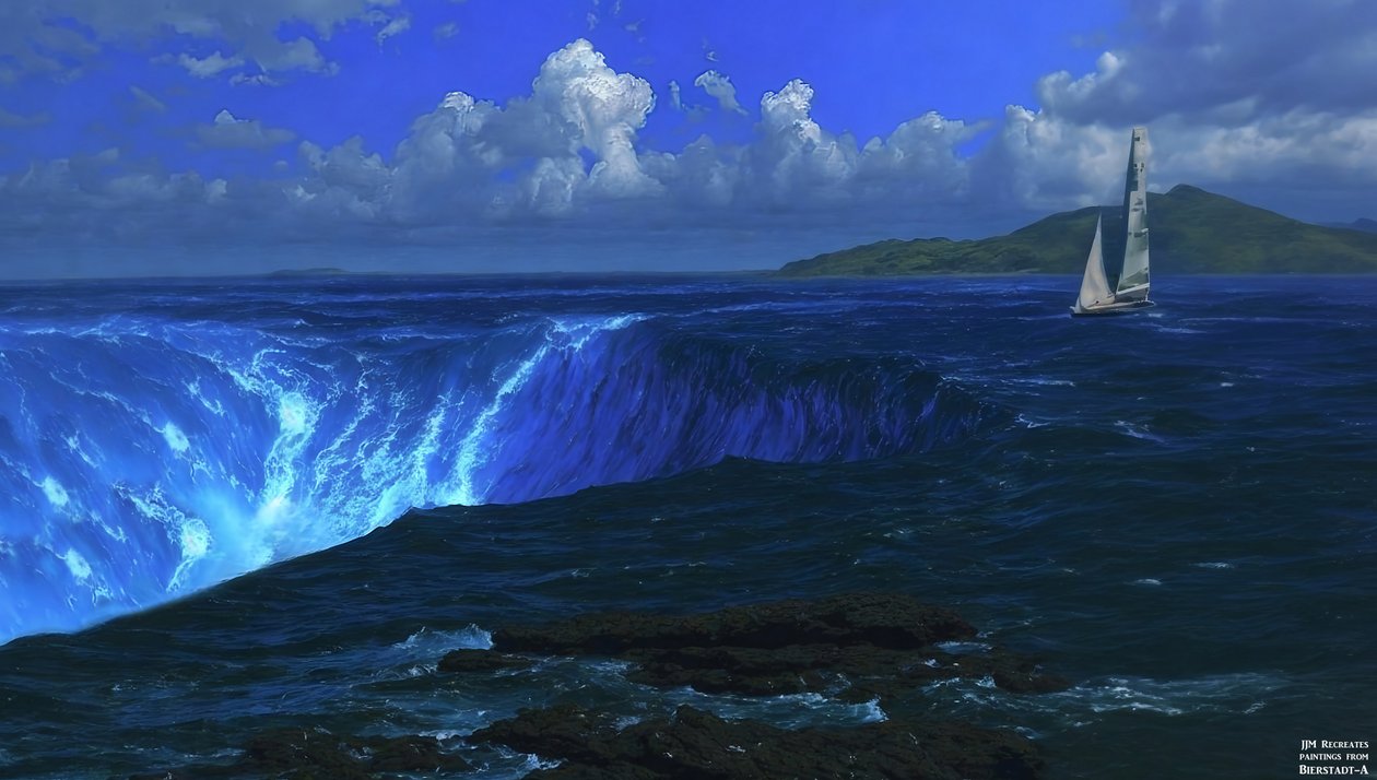 JJM recreëert Bierstadt-A: Niagara Falls (met zeilschip) door Josef Johann Michel