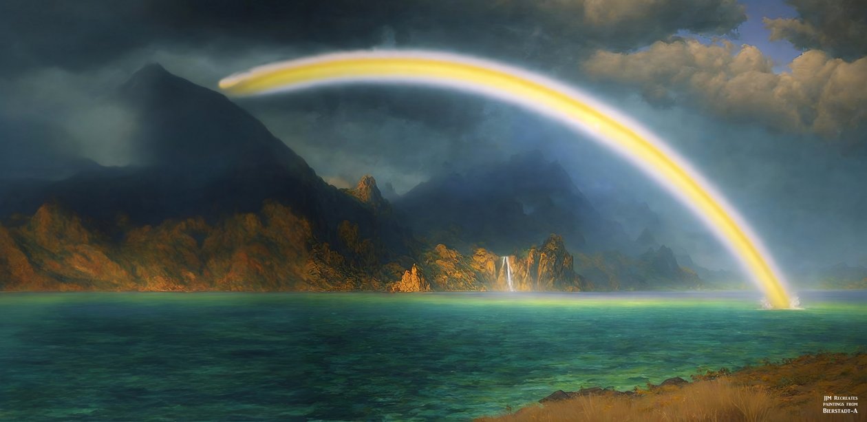 JJM recreëert Bierstadt-A: Regenboog over Jenny Lake door Josef Johann Michel