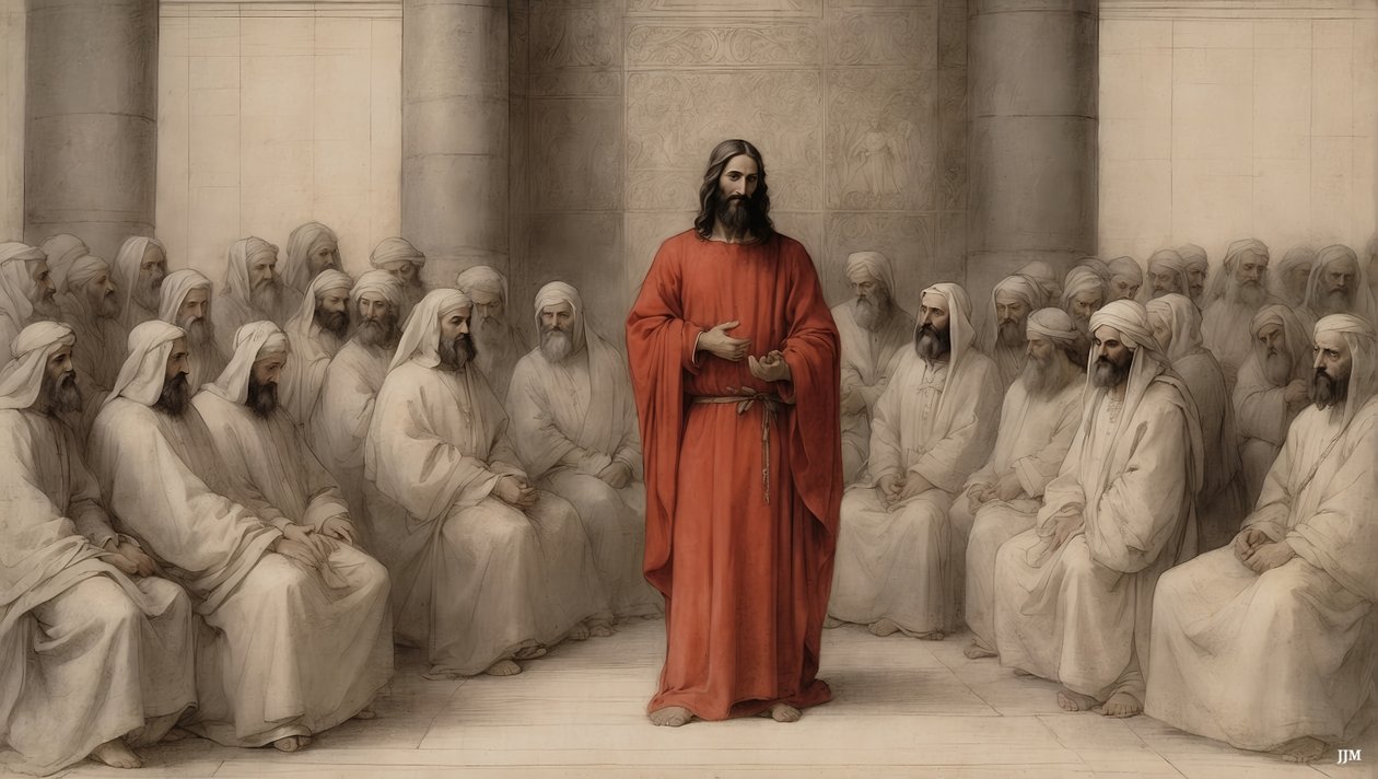 Jezus aangeklaagd voor de hoge raad van de Joden (02) door Josef Johann Michel