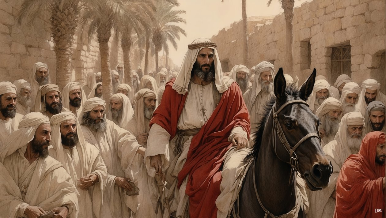 Jezus trekt Jeruzalem binnen door Josef Johann Michel