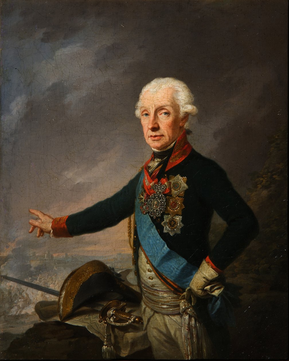 Portret van veldmaarschalk generaal prins Alexander Soevorov 1729-1800, 1799 door Josef Kreuzinger