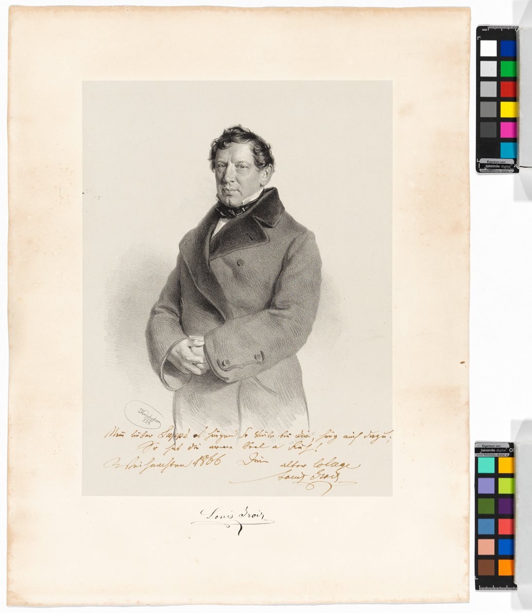 Alois (Louis) Grois (1809-1874), zanger, acteur door Josef Kriehuber