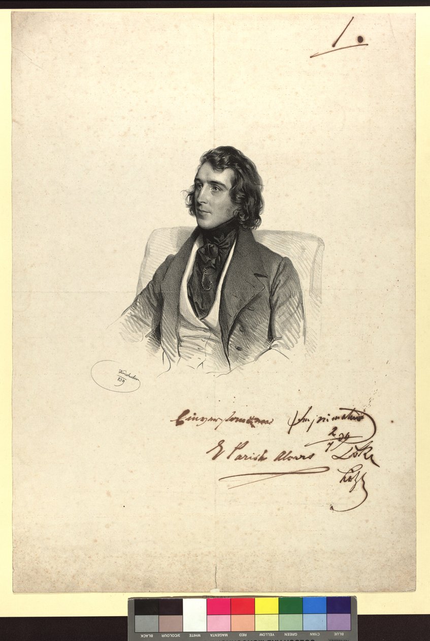 Elias Parish Alvars, harpvirtuoos door Josef Kriehuber