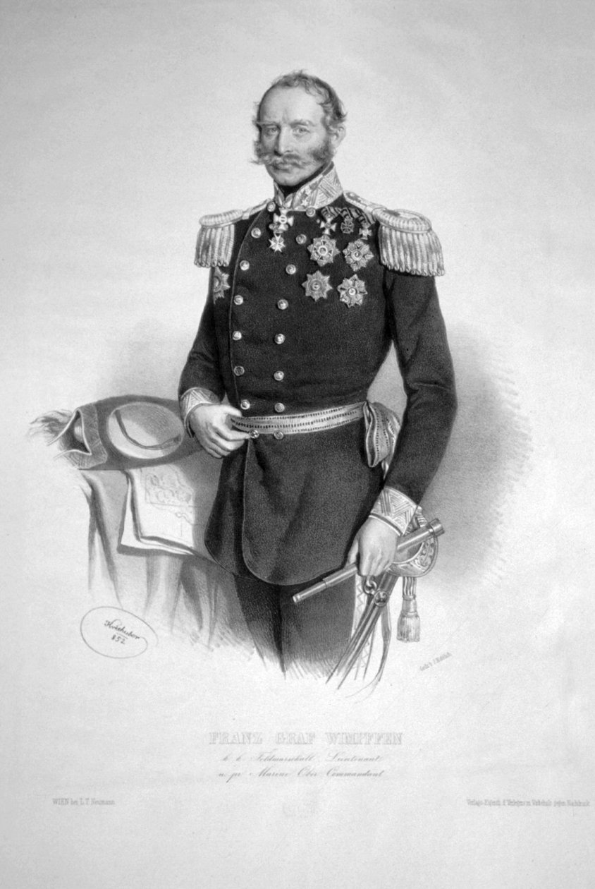 Franz Graaf Wimpffen 1852 Litho door Josef Kriehuber