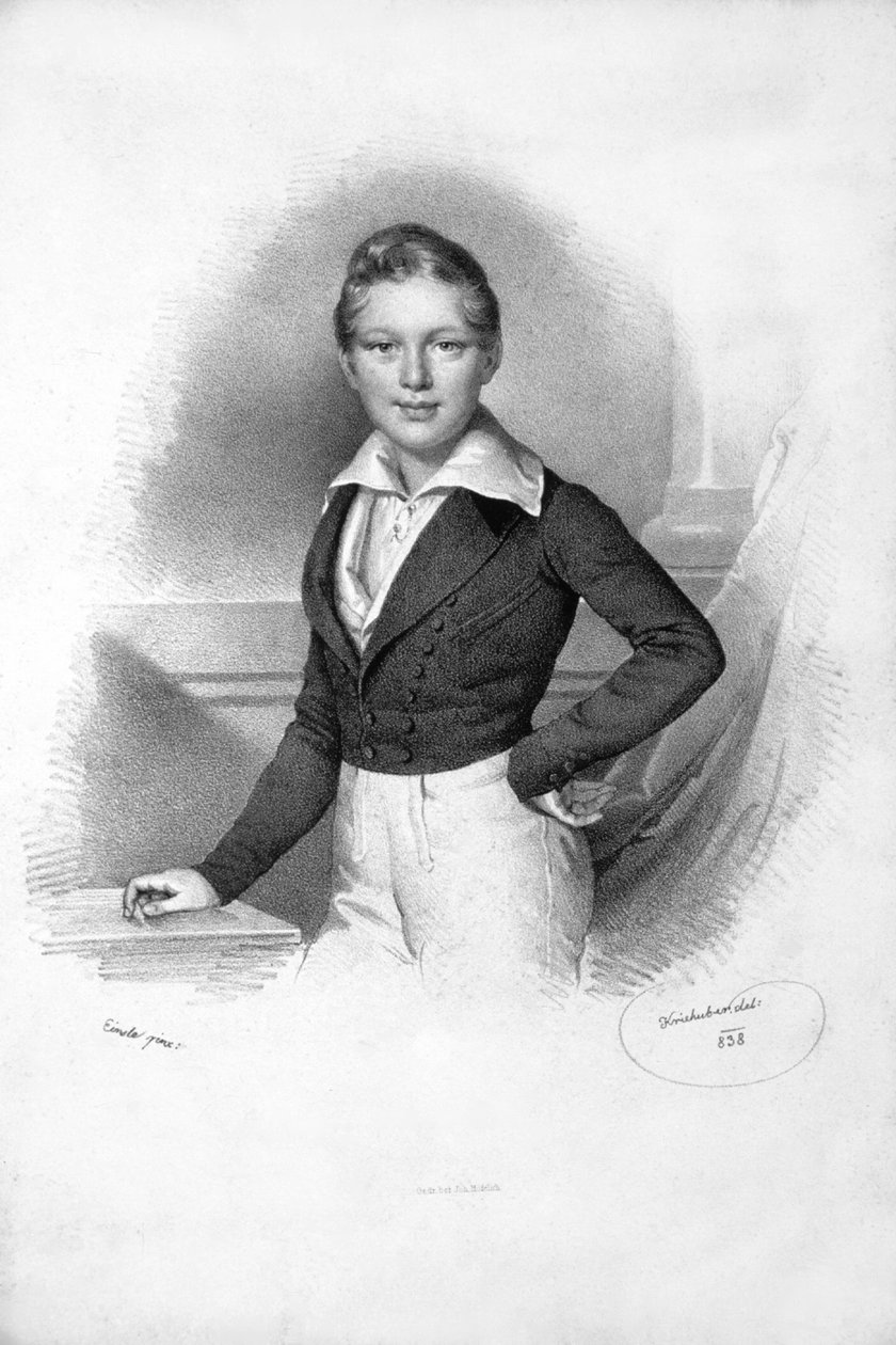 Franz Josef I. 1838 Litho door Josef Kriehuber