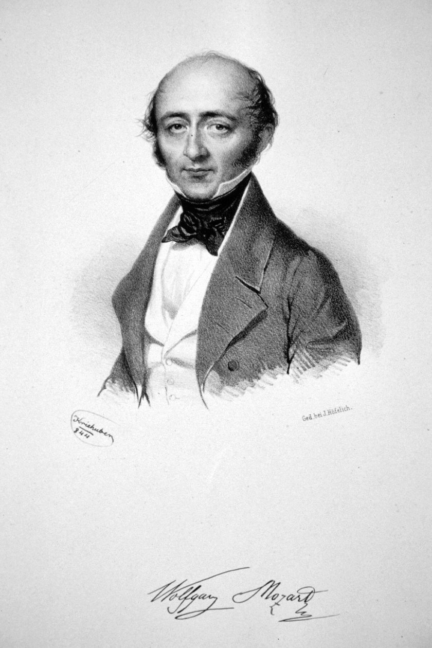 Franz Xaver Wolfgang Mozart Litho door Josef Kriehuber