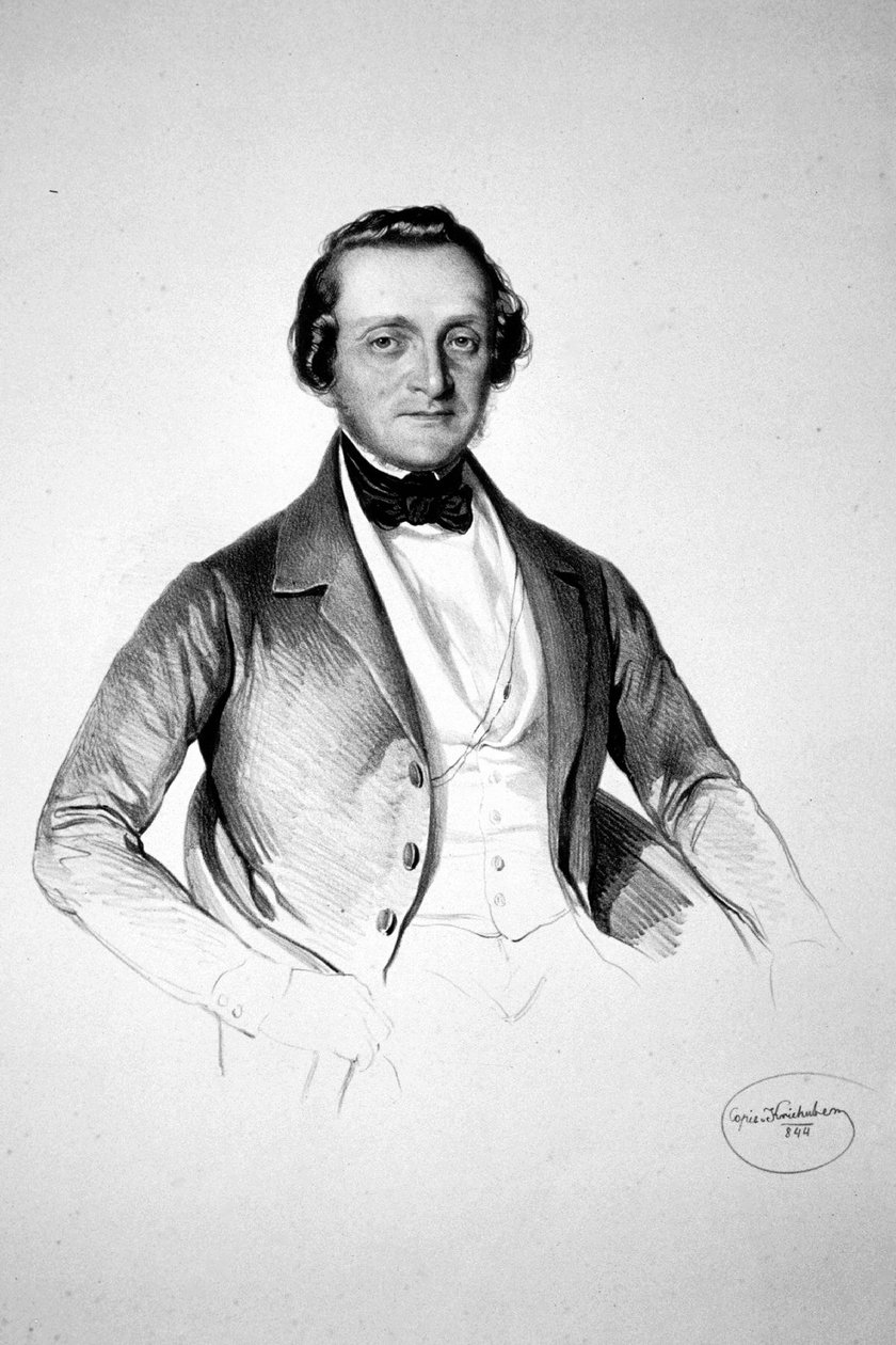 Friedrich Grimschitz Litho door Josef Kriehuber