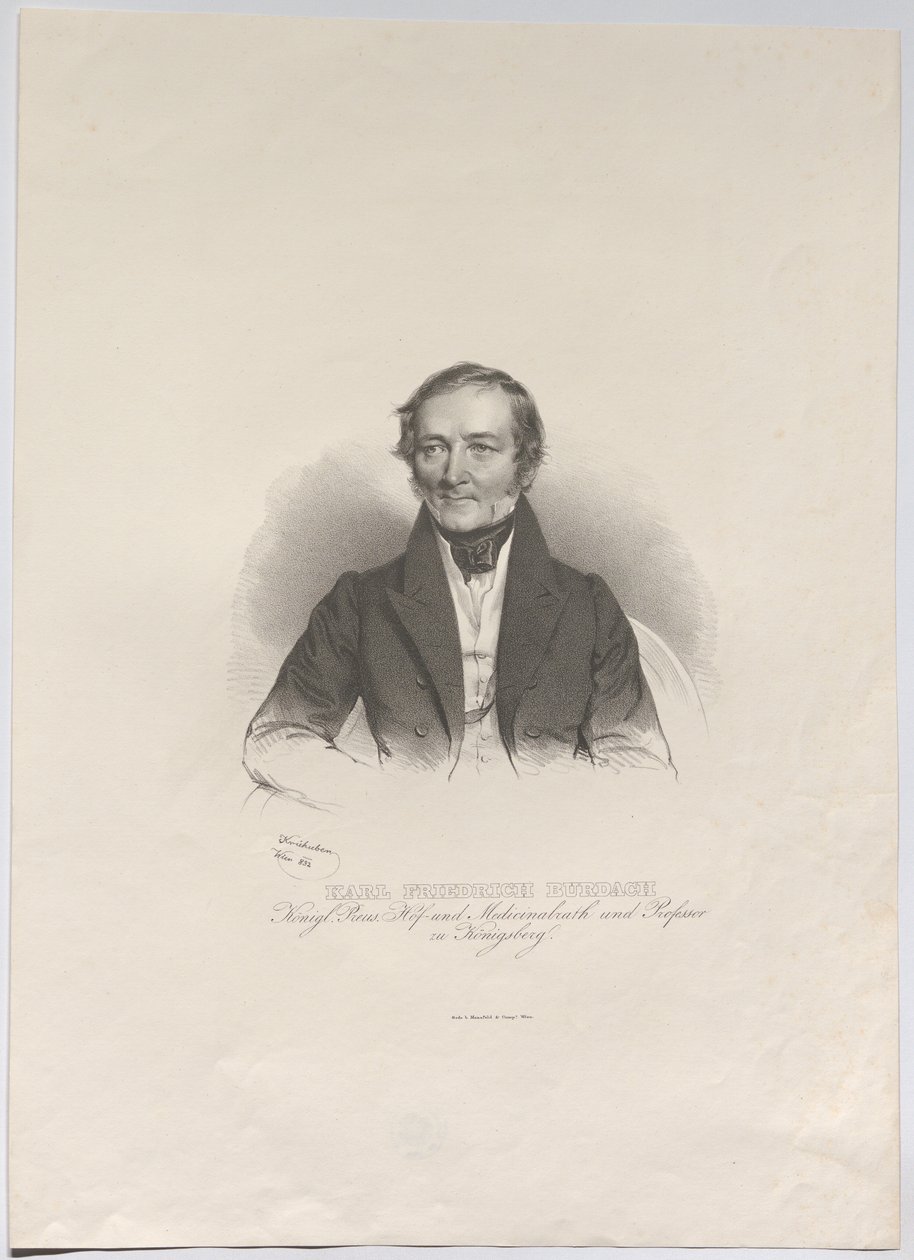 Karl Friedrich Burdach; koninklijk Pruisisch hof- en medisch raadslid en professor te Königsberg door Josef Kriehuber
