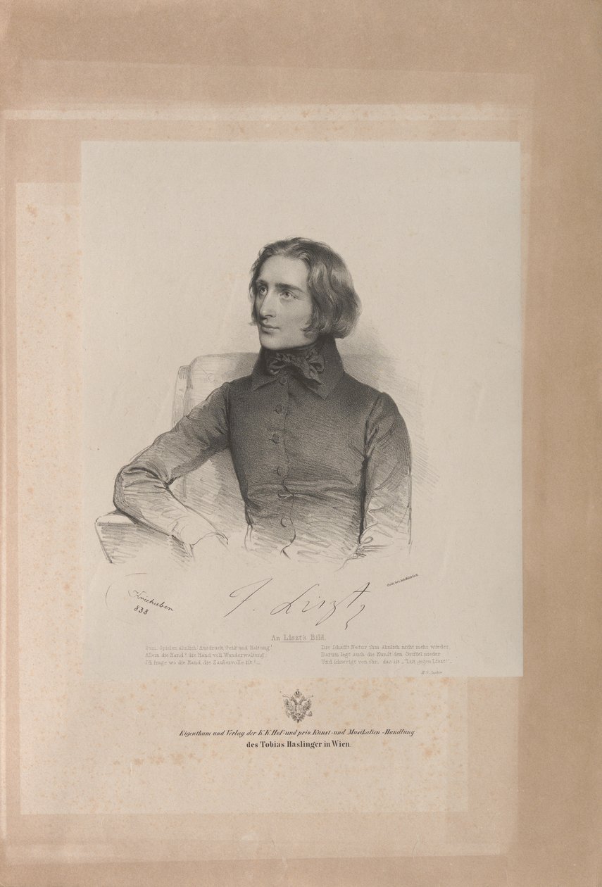 Portret van Franz Liszt door Josef Kriehuber