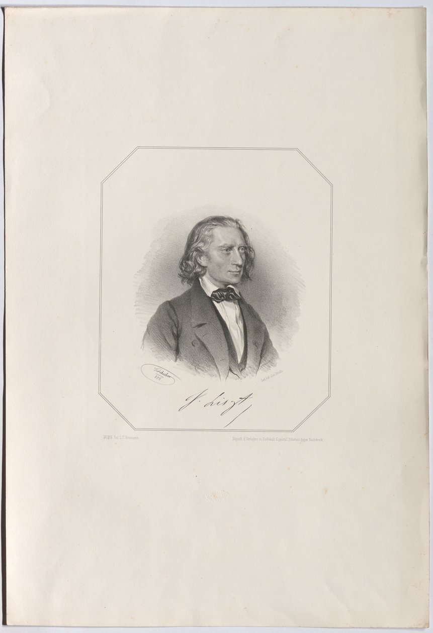 Portret van Franz Liszt 1811-1886, 1856 door Josef Kriehuber