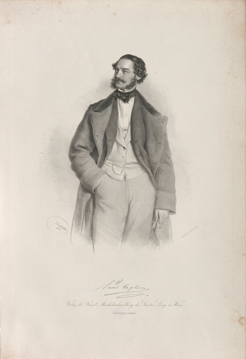 Portret van de danser, choreograaf en balletmeester Paul Taglioni 1808-1884, 1856 door Josef Kriehuber