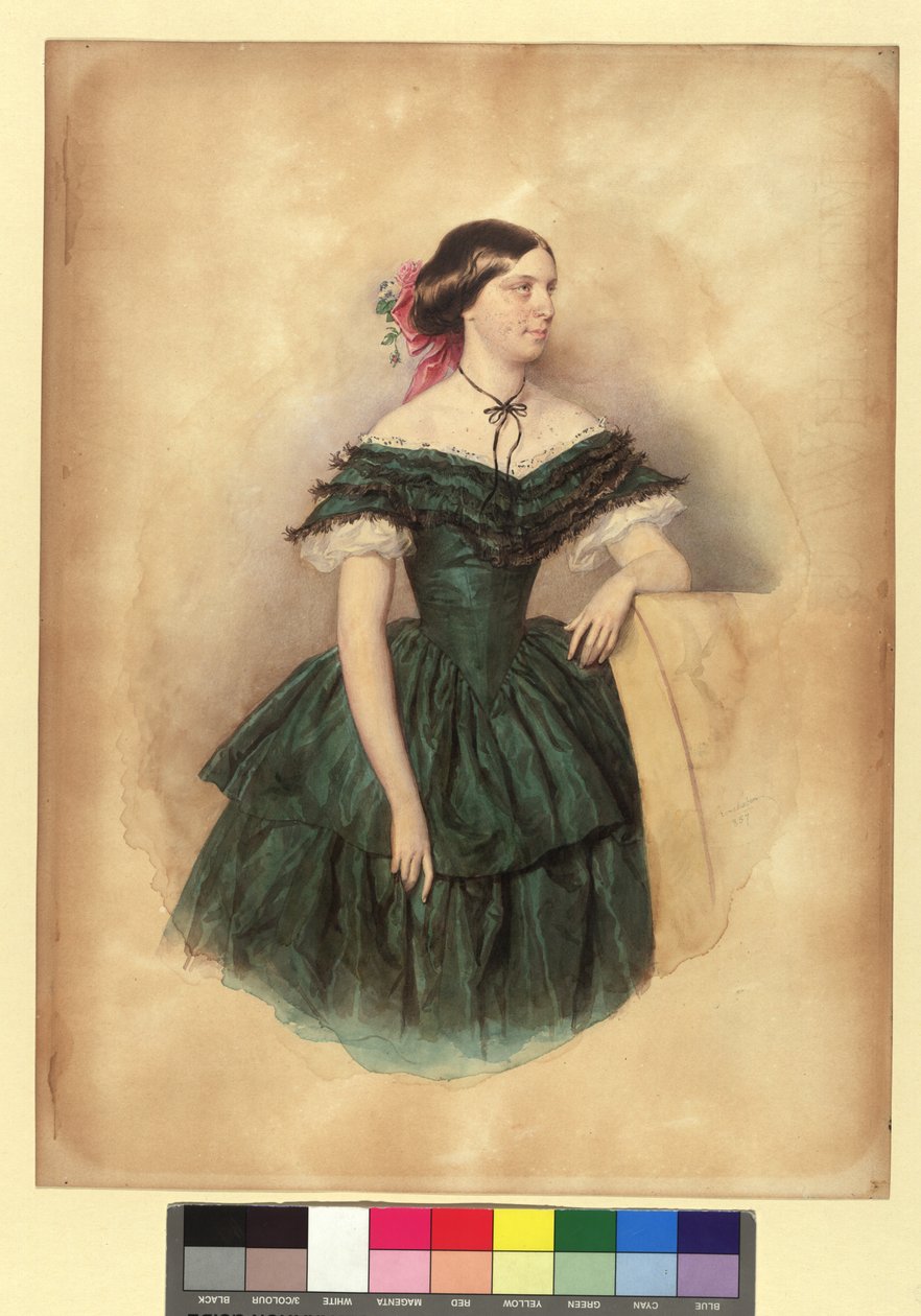 Violetta von Schmerling, getrouwde naam Bienerth door Josef Kriehuber