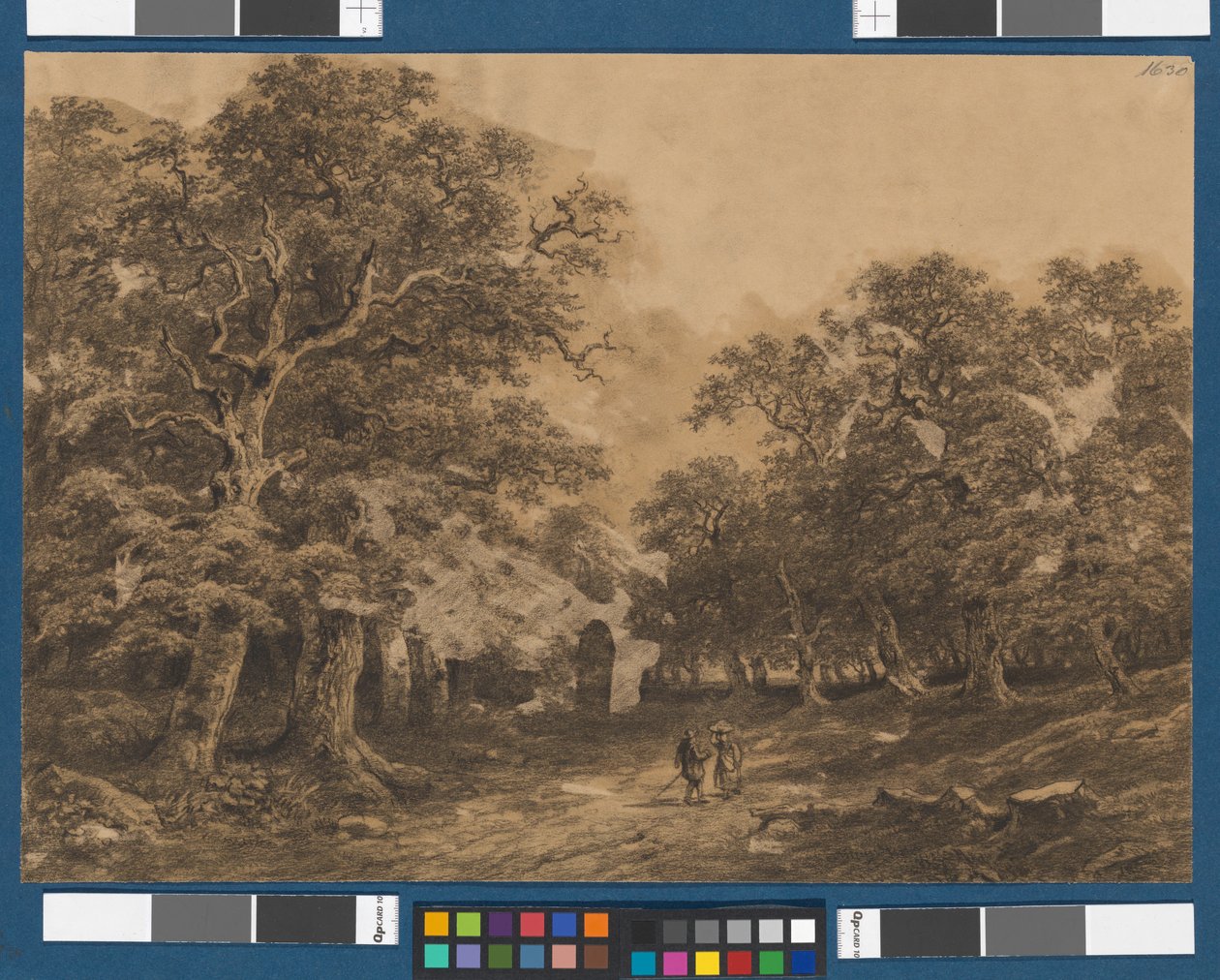 Boslandschap met figuratie door Josef Kriehuber