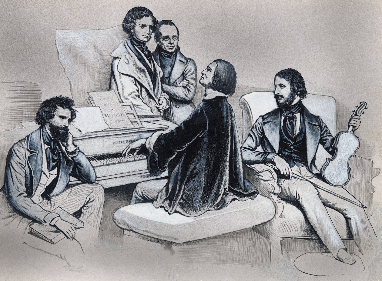 Tekening naar lithografie door Josef Kriehuber (1800-1876) door Josef Nikolaus Kriehuber