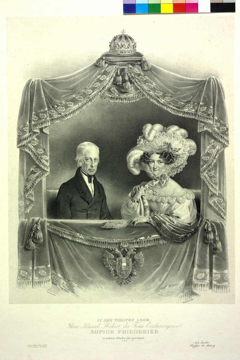 Frans II In de theaterloge door Josef Nikolaus Kriehuber